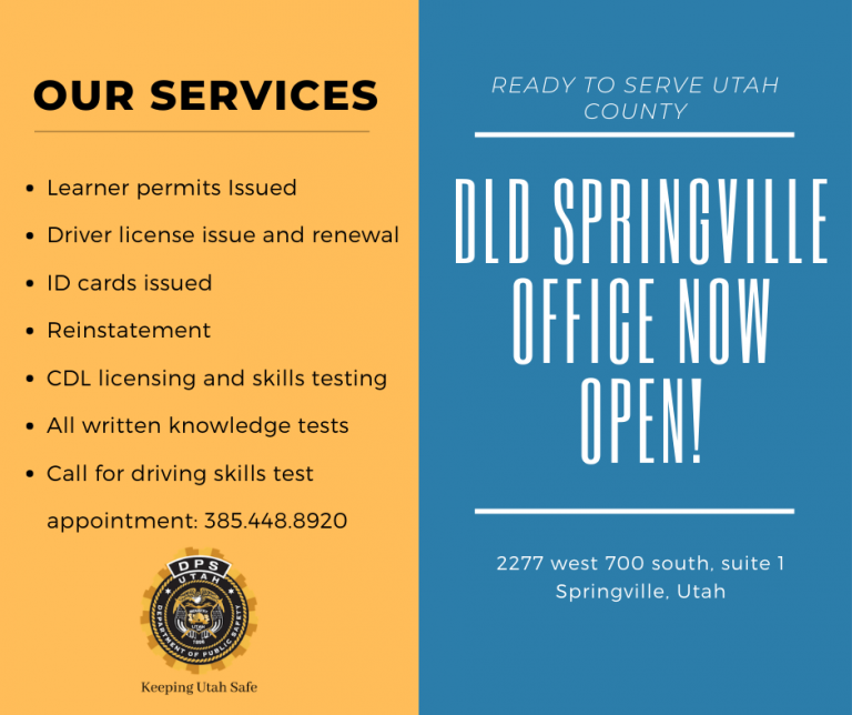 New Utah County Driver License Office DPS News