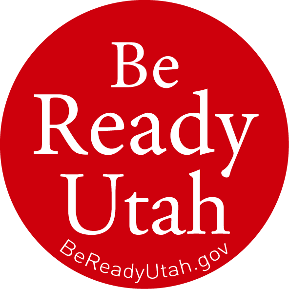 red circle with the words be ready utah and bereadyutah.gov inside